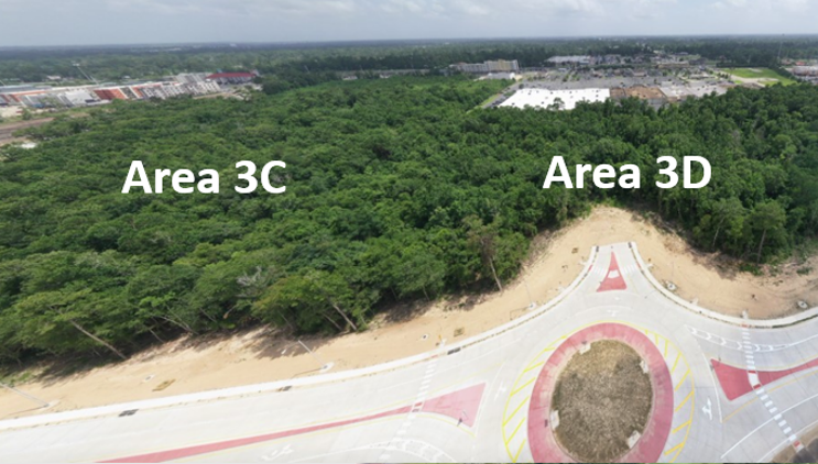 Drone Facing South From C Parkway with Area 3C and 3D marked