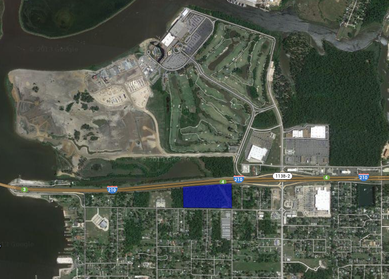 17.5 acres highlighted in blue.  Golden Nugget, L'auberge, Sams, Walmart and other nearby.