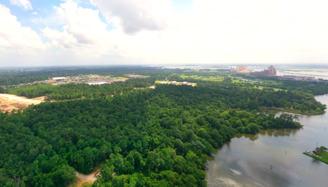 66 Acres from East to West along Bayou with LAuberge and Golden Nugget in background